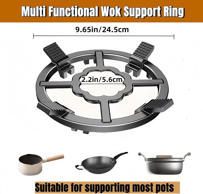 CHDEXU Cast Iron Wok Support Ring for Moka Pot, 2 in 1 Gas Ring Reducer Stovetop Stand for Wok small Saucepan Coffee Pot, Reducer Ring Holder for Gas Stove Hobs Cooker - Image 5